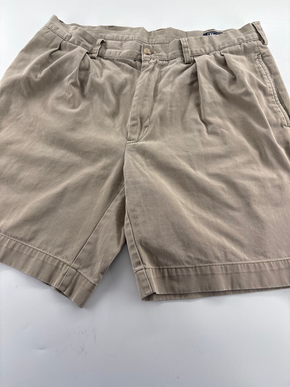 Polo Ralph Lauren Pleated Chino Shorts Mens 34 Khaki Cotton Golf Preppy